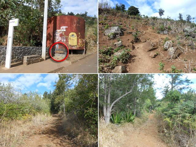 La citerne de départ et quelques sentiers de la montée depuis sans-Souci