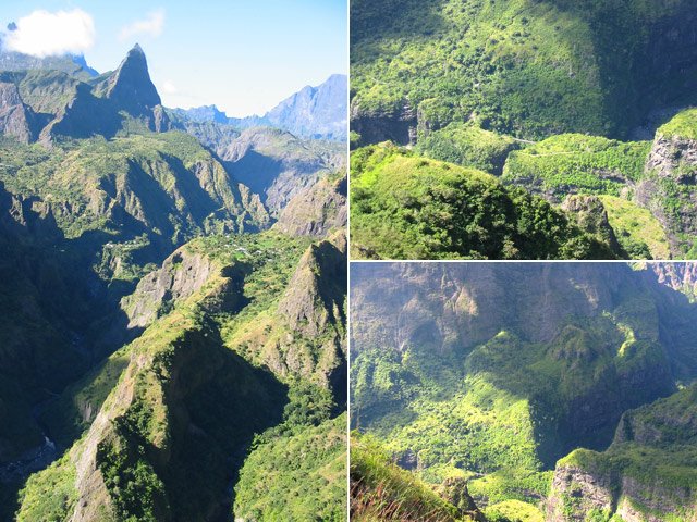 La chaine des Calumets et des vues plongeantes vers la Rivière des galets