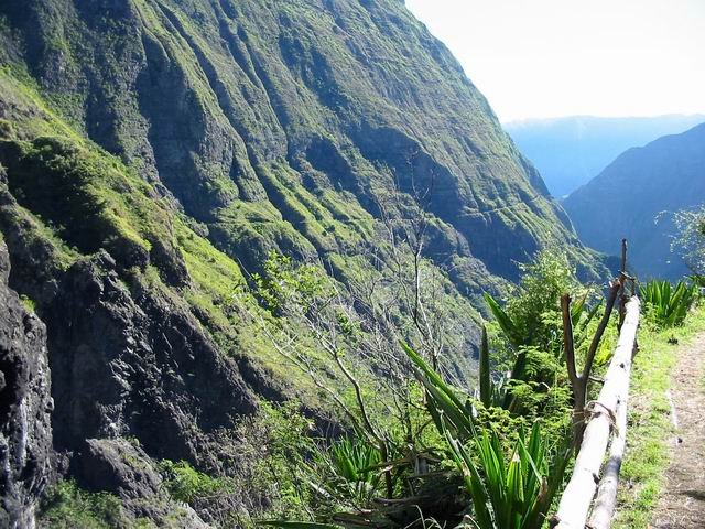 Vue de la canalisation depuis le sentier des lataniers