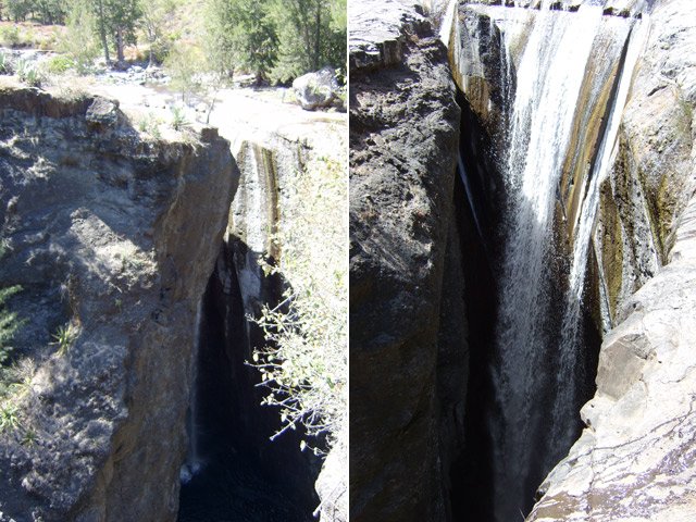 La chute est très haute et il est difficile d'en voir le fond
