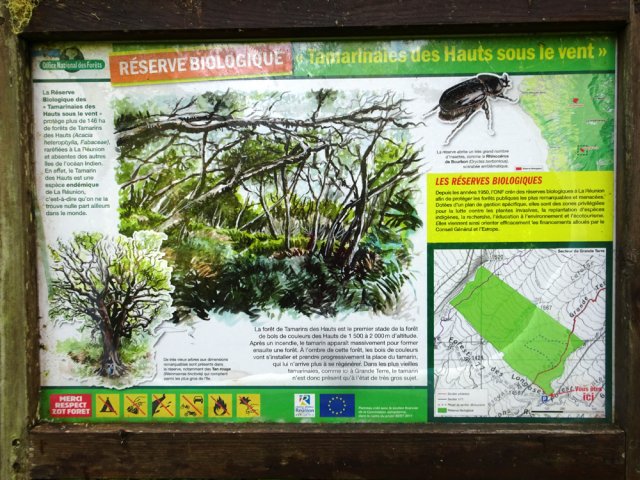 Le panneau situé au début du sentier de Grande Terre