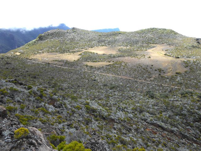 Le sentier traversant de part en part le Plateau des Basaltes