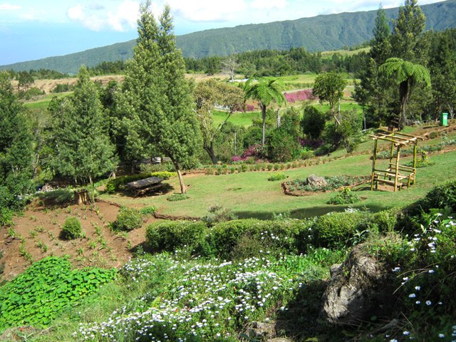 Arrivée à la belle aire de pique-nique fleurie