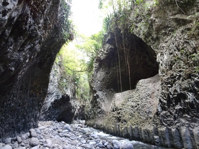 Une idée des cavernes bordant le Bras de La Plaine