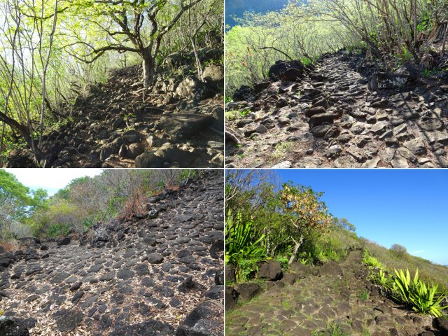 Quelques exemples de la piste parfois défoncée ou en forte pente