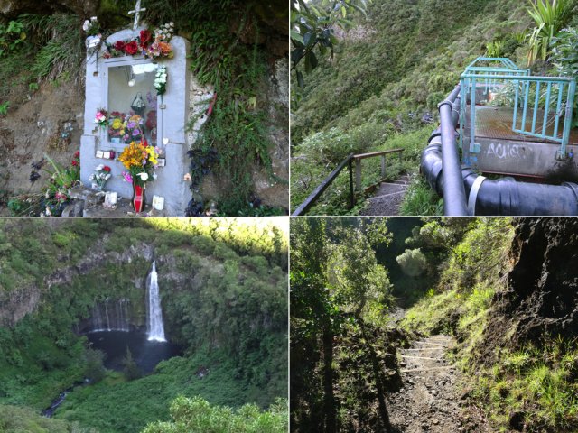 Sainte-Rita, les canalisations, le bassin et le voile et une idée du sentier